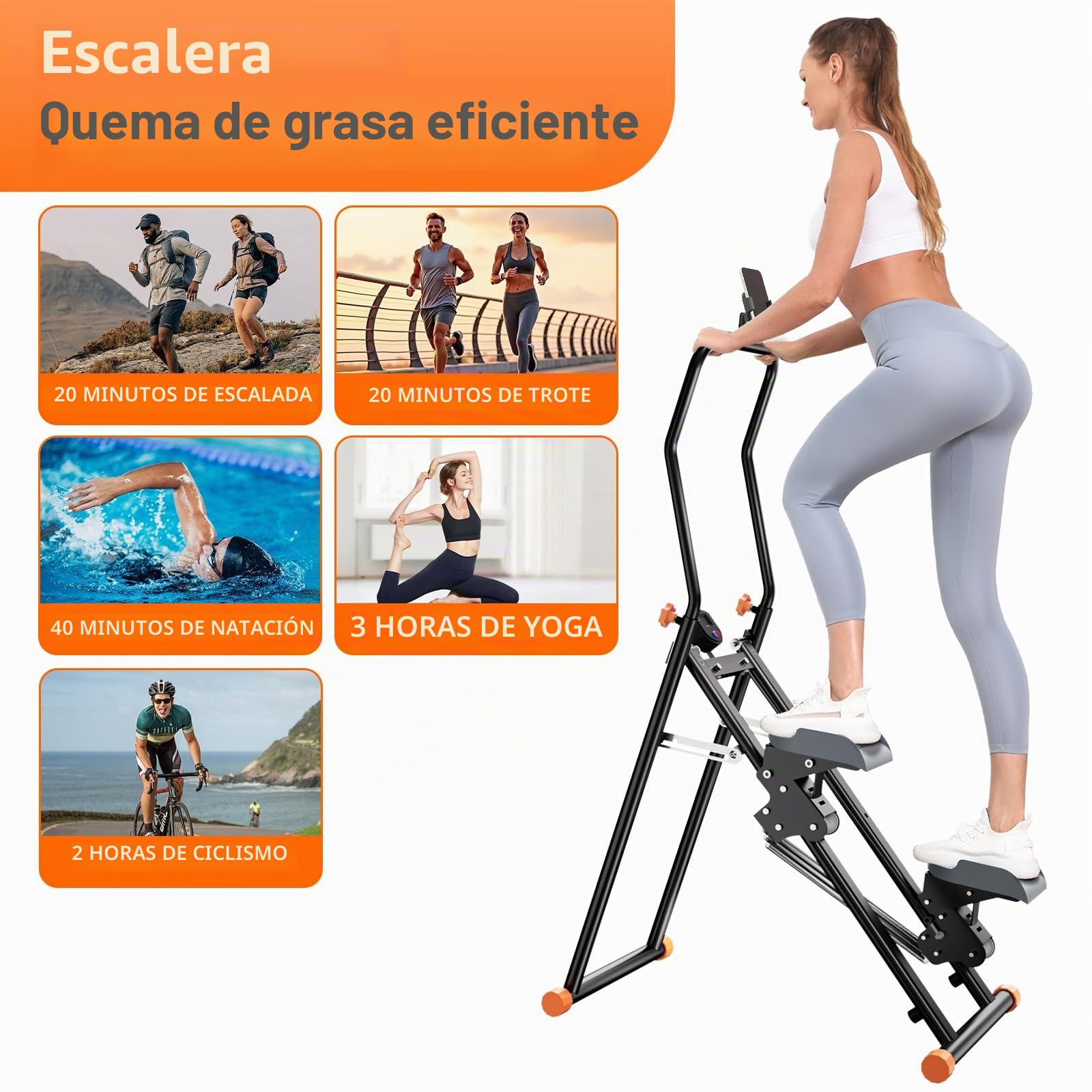 Escaladora vertical plegable para el hogar, máquina de ejercicio para los abdominales, glúteos y piernas. Equipo de cardio para el hogar con resistencia ajustable