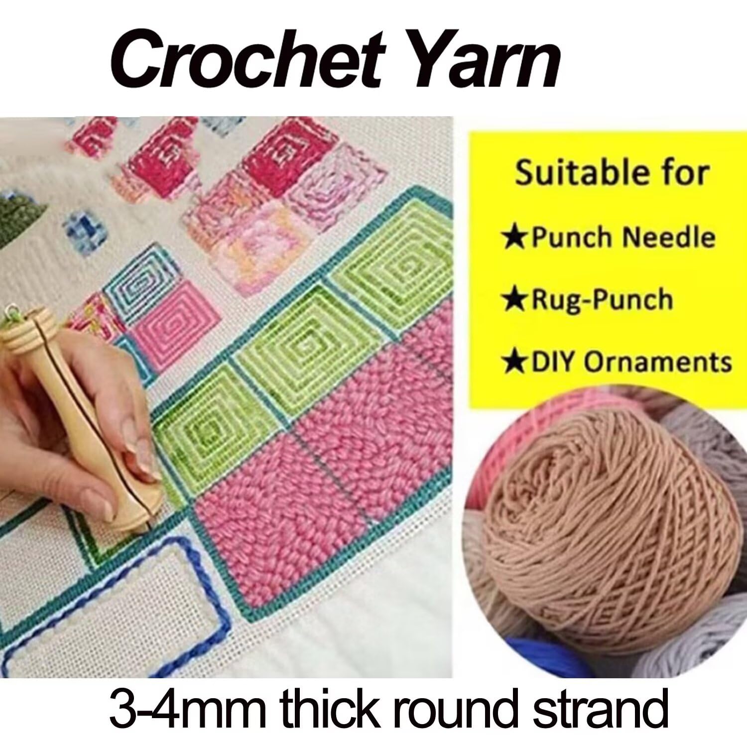 Fil à touffeter pour la fabrication de tapis, 200 g, fil acrylique 8 brins pour chapeaux, écharpes, fil touffeté doux et fantaisie pour pistolet à touffetage