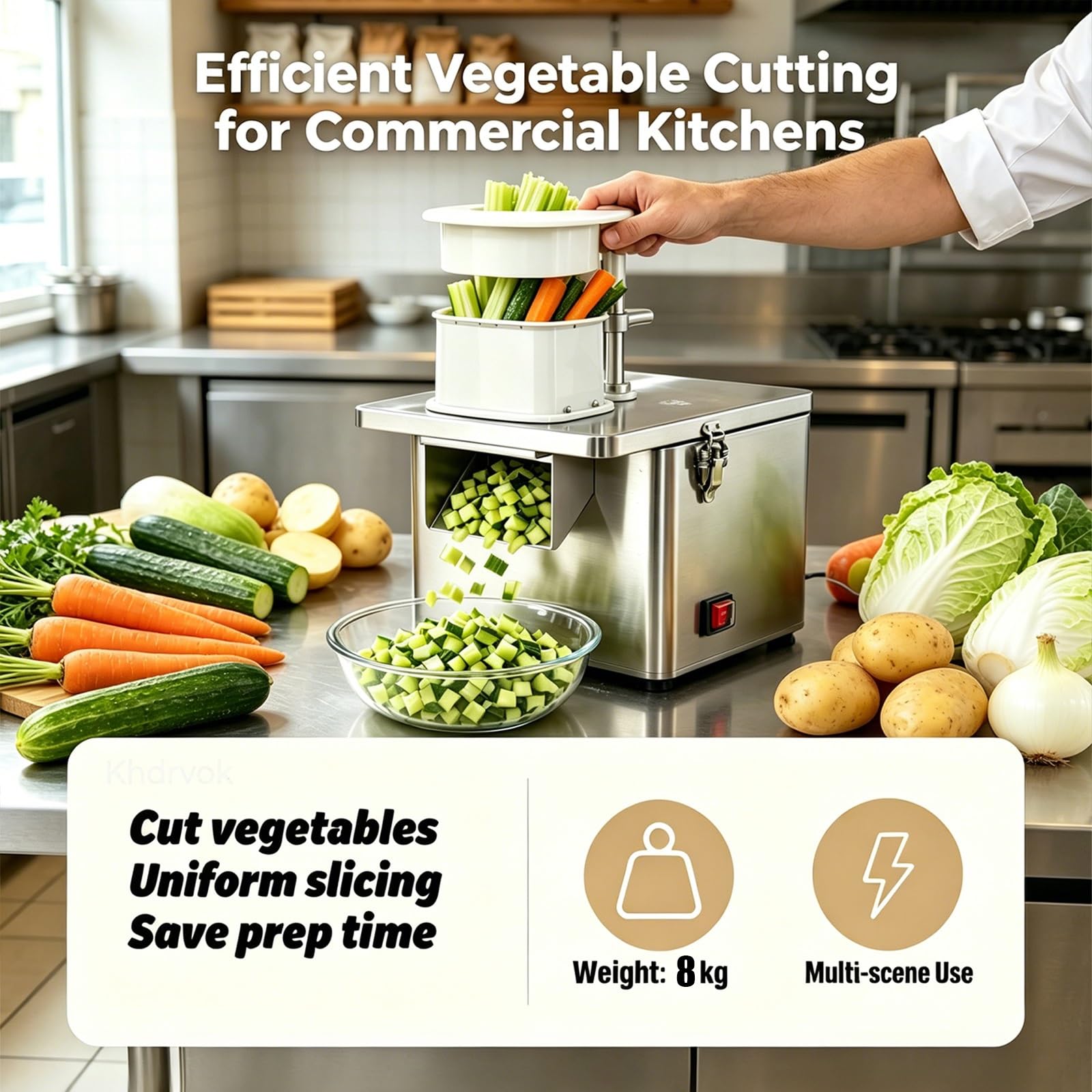 Tritaverdure elettrico, 200 W, con affettatrice, sminuzza e sminuzza.