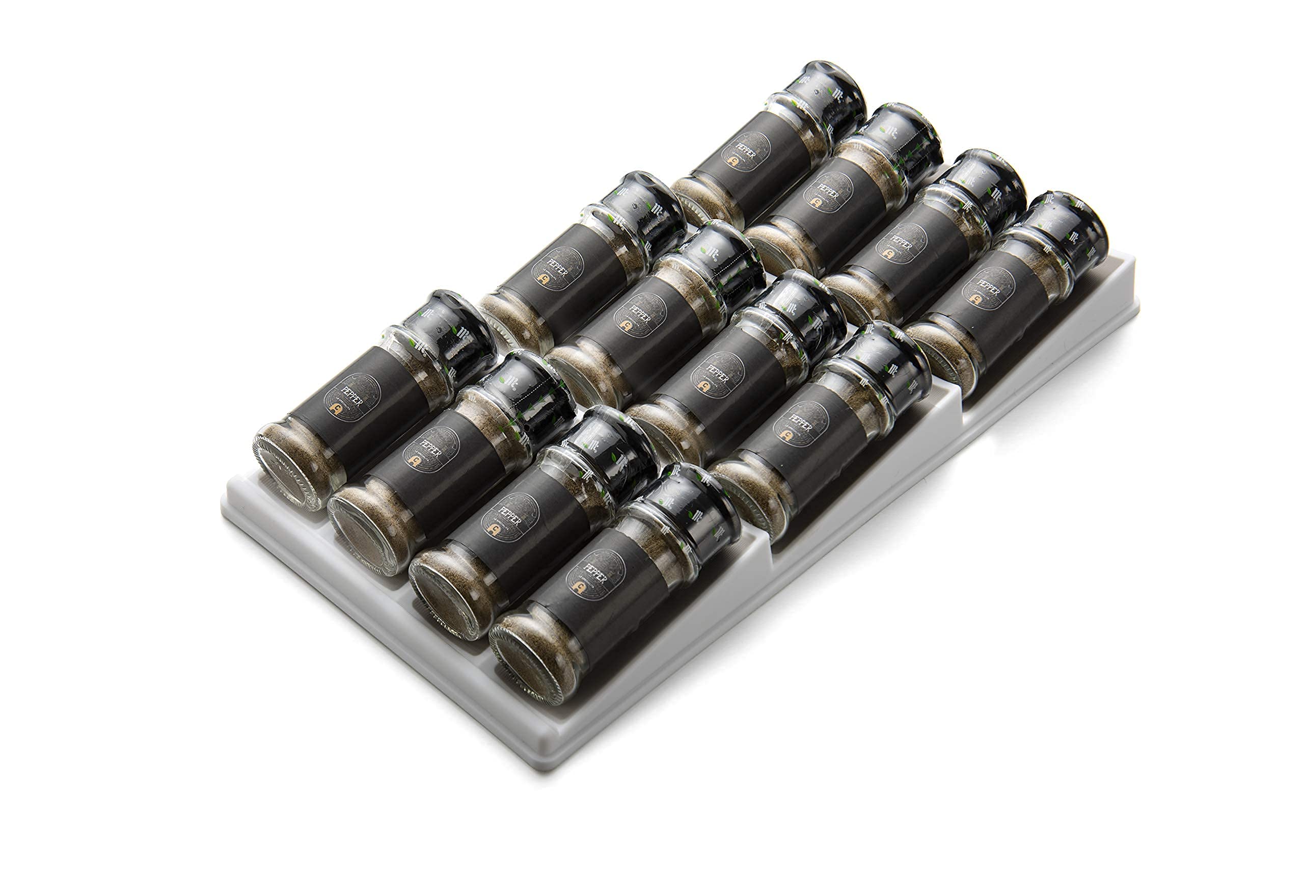 JINAMART Silverware Organizer Tray | Kitchen Utensils Holder and Cutlery Tray with Grooved Drawer Dividers | 6-Compartments | Kitchen Drawer Organizer | Non-Slip Rubber Feet | BPA-Free…… (Spice rack)