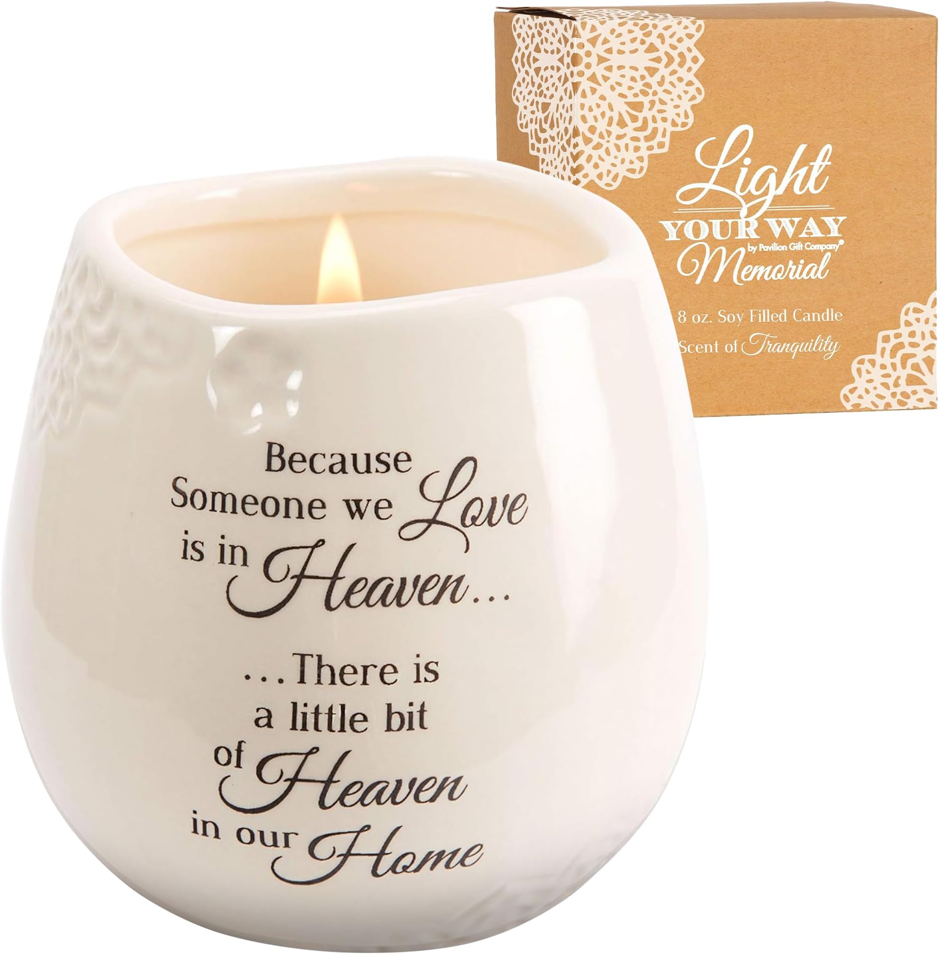 Pavilion Gift Company In Memory of Loved One Ceramic Soy Wax Candle, Tan, 8 Oz