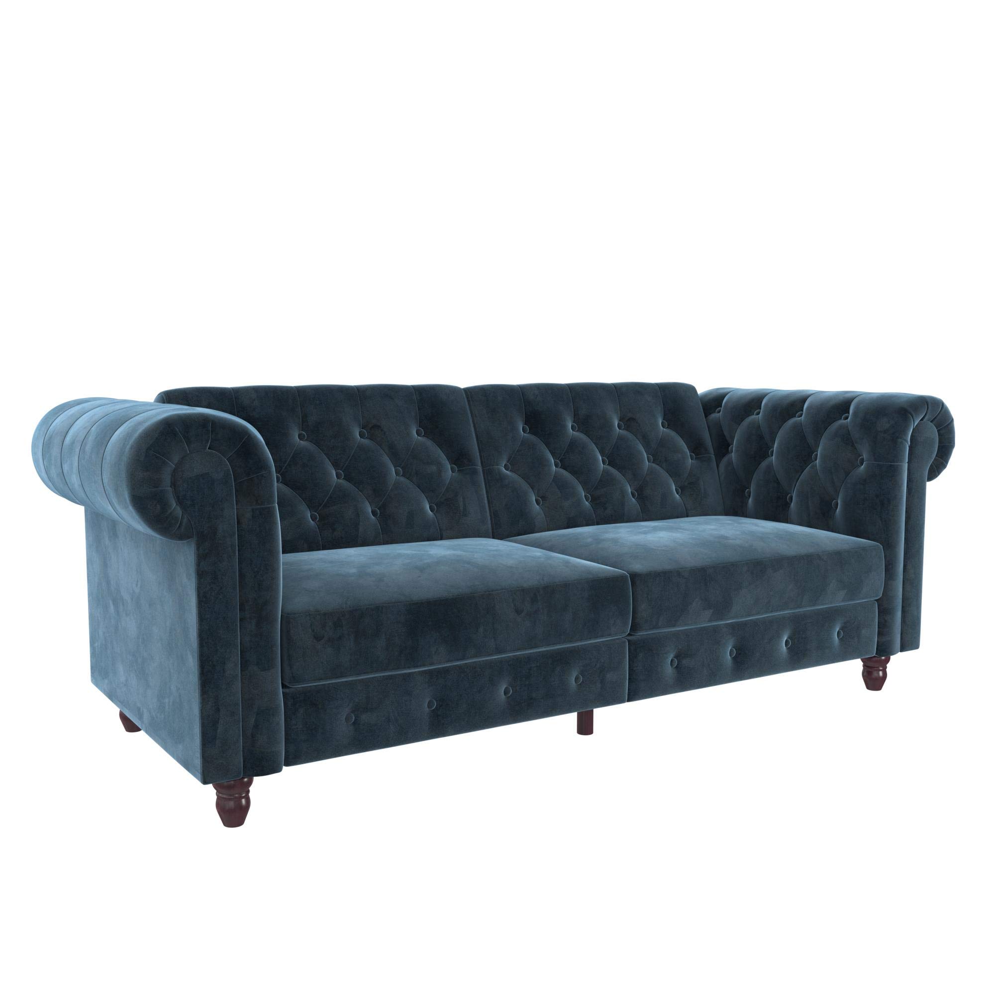 Dorel Home Blue Felix Chesterfield Sofa Bed In Velvet