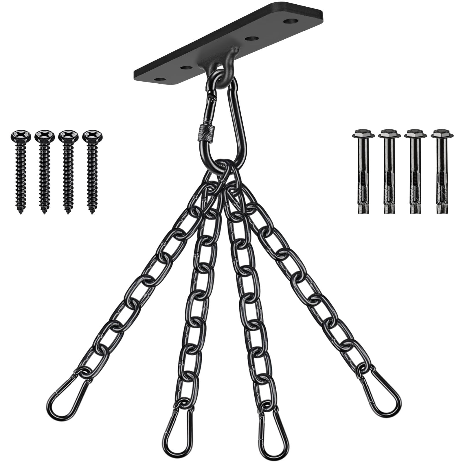 Dolibest Punching Bag Hanger, Boxing Ceiling Hook Punch Holder 4 Hole Swing Bracket Swivel with 4 x 26cm Chains for Hanging Heavy Bag Hammock Chair Wood/Concrete Wall Beam Mount, up to 600lbs