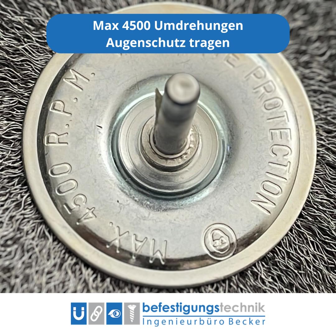 1–60x Drahtbürste 100 mm mit 6 mm Schaft – Stahldraht Scheibenbürste für Bohrmaschine & Akkuschrauber – Rundbürste zur Rostentfernung, Farbentfernung & Metallreinigung (48)