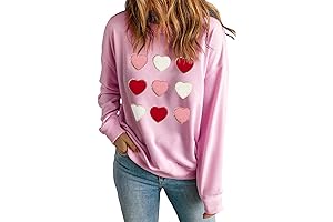 Ladies Valentines Day Patch Sweatshirt with Heart Chenille Patches