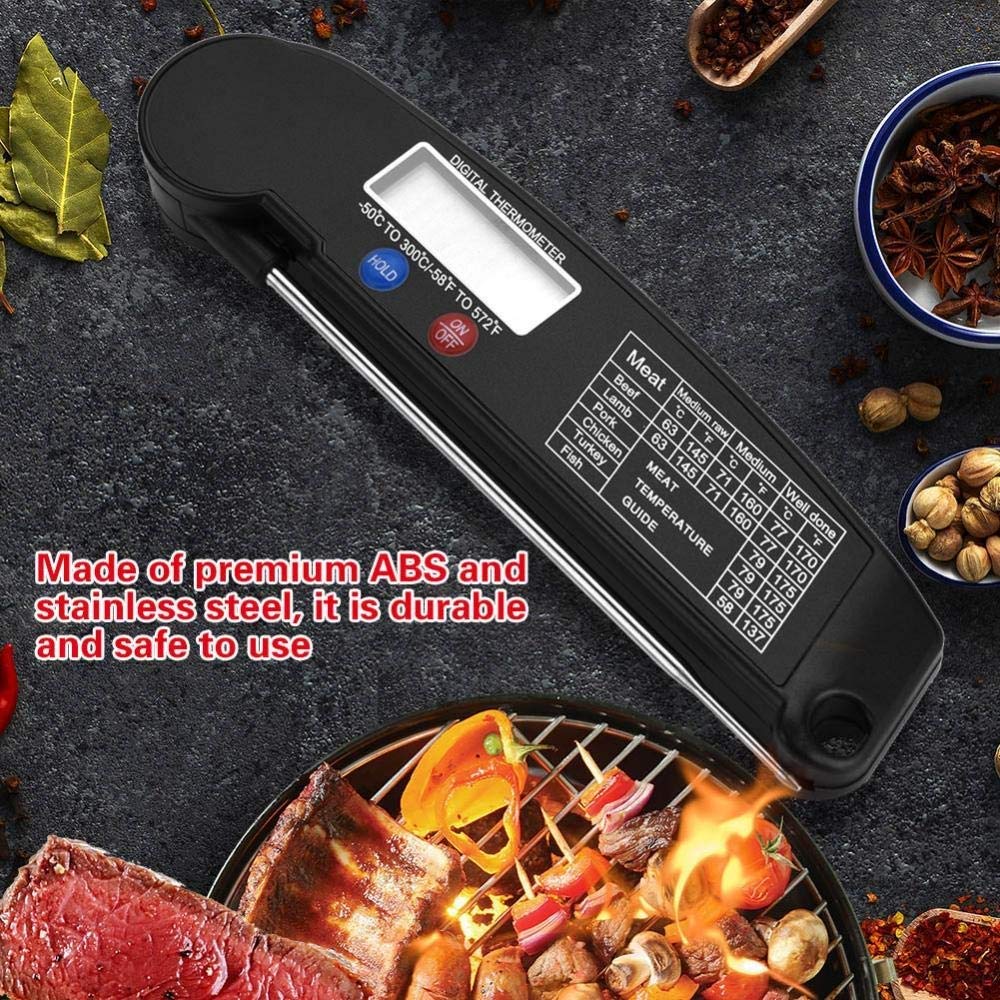 Thermomètre à viande étanche, 3 secondes, lecture instantanée numérique, thermomètre de cuisine avec (D)