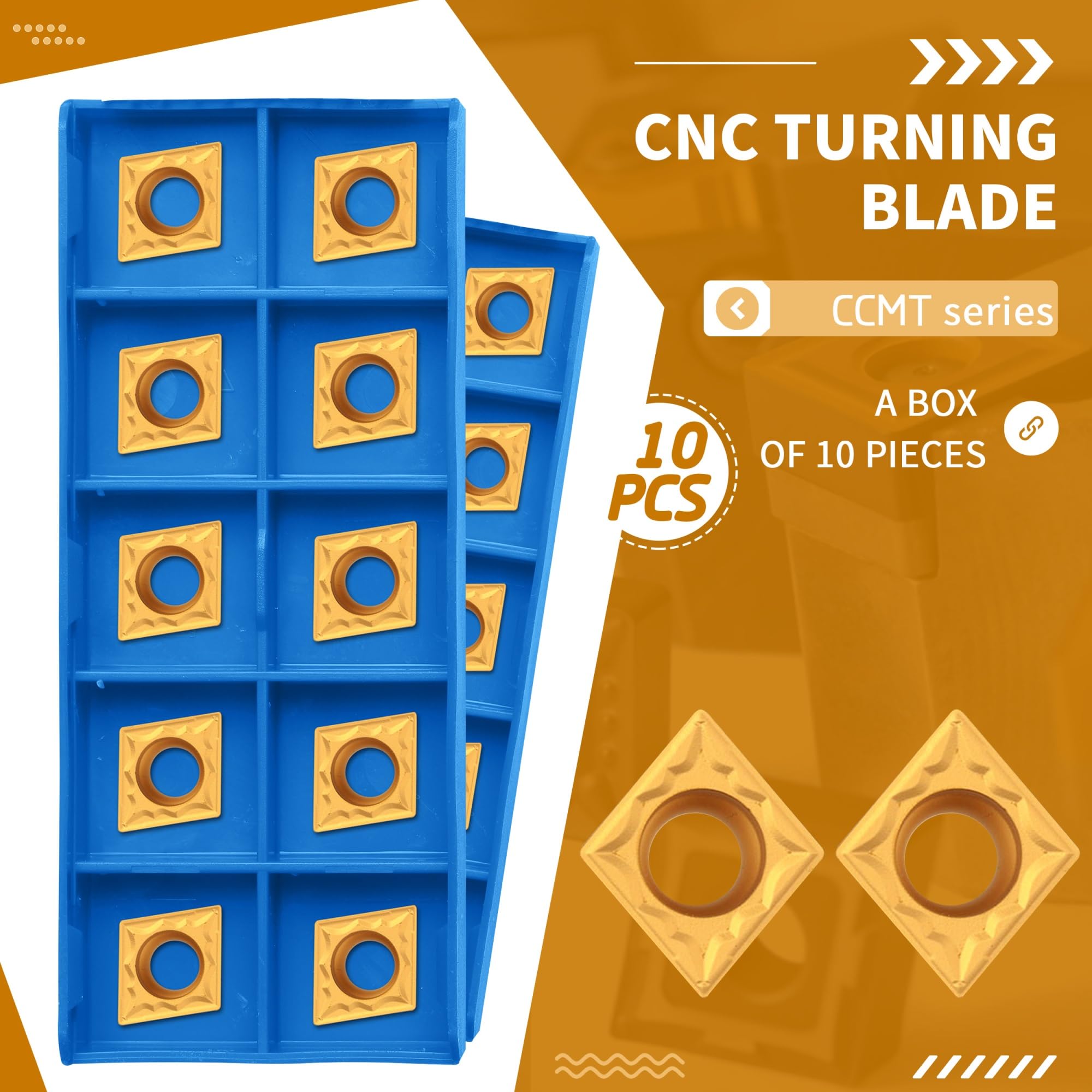 10 Pz CCMT09T304-HMP NC3030 CCMT09T308 Inserti A Controllo Numerico Utensili Per Tornio Tornitura Lavorazione Dell'acciaio Resistente All'usura(CCMT09T304HMP NC3030)