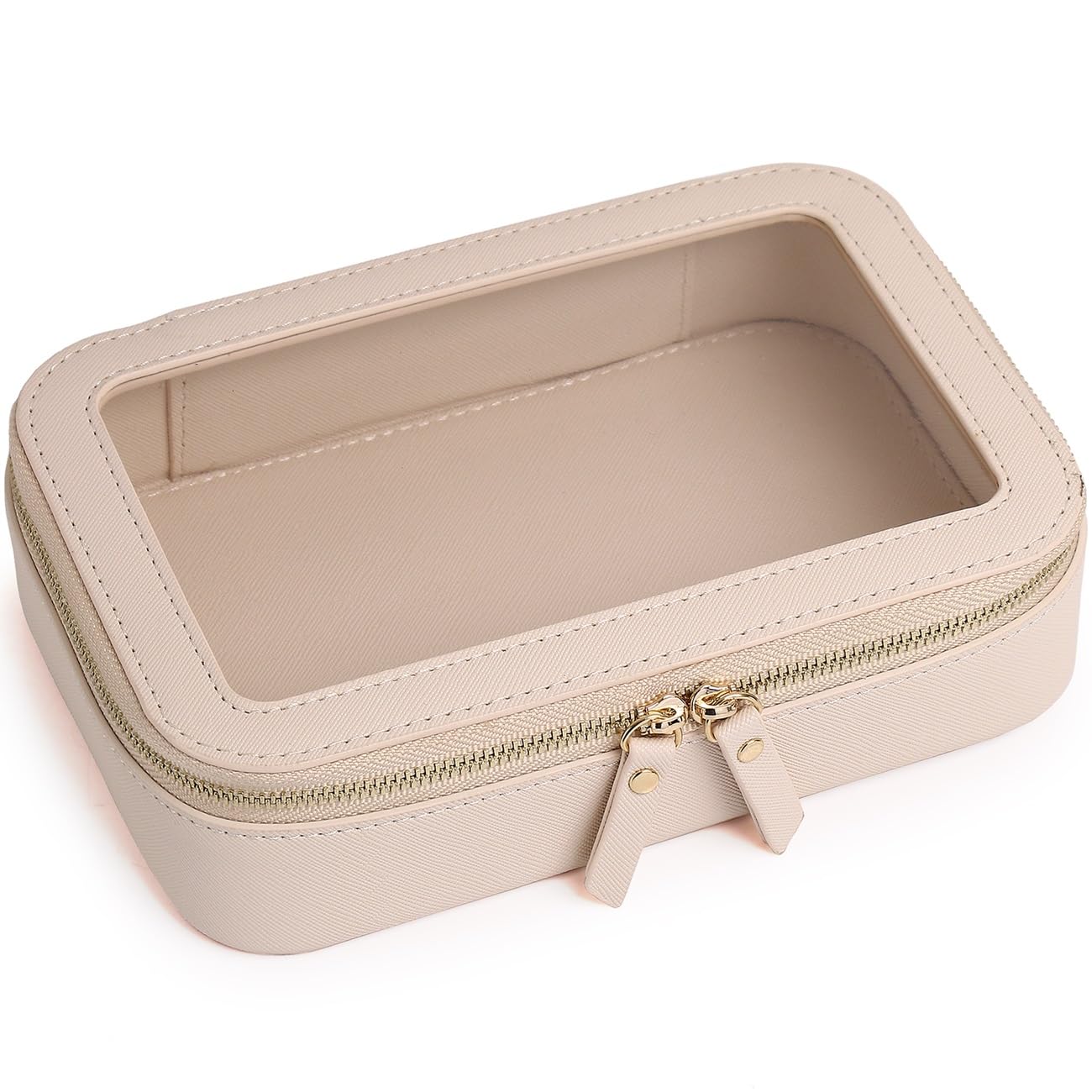 Clear Makeup Bag Transparent Cosmetic Bag Clear Travel Case Clear Travel Toiletry Bag Makeup Bag for Car with Zipper for Women (B/Beige, M)