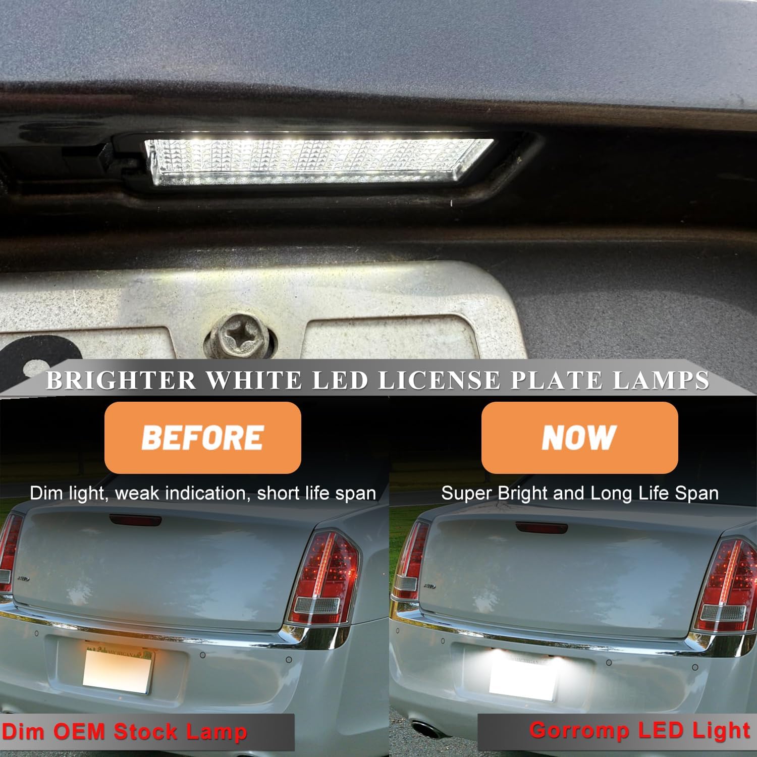 White LED License Plate Light for 2015-2023 Chrysler 300, 2017-2023 Chrysler Pacifica, 2020-2023 Chrysler Voyager Rear Number Licence Tag Lamp Lights Assembly No.# 68211290AB 68582284AA