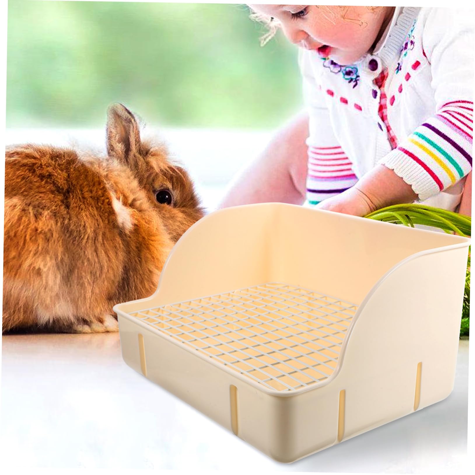 BESPORTBLE Vassoio per Lettiera per Conigli e Piccoli Animali Toilette per Gabbia Design Angolare Resistente Facile da Pulire