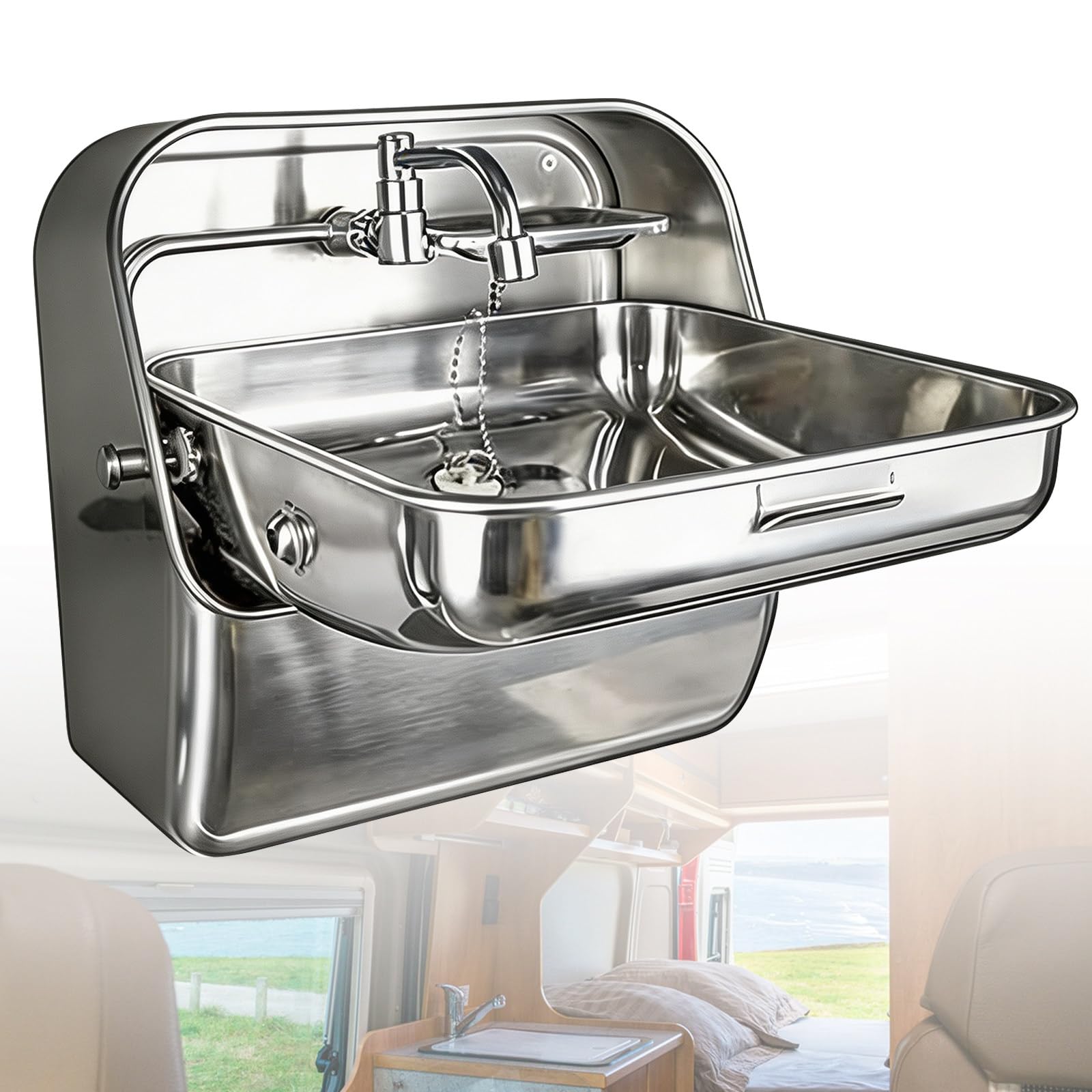Składany Zlew Caravan Kwadratowy Ze Stali StainlessSteelColor