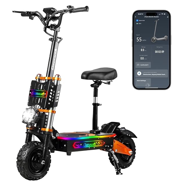 Dual Motor Off Road Electric Scooter for Adults - 55 MPH 75-Mile Range 6000W Peak 11-Inch Tires