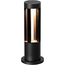 Gardenised 15.75-Inch Round LED Bollard Path Lights Durable Decorative Aluminum Wired Landscape Lighting for Walkways, Gardens, Pools, Porches, Driveways, and Surrounding Areas, Black