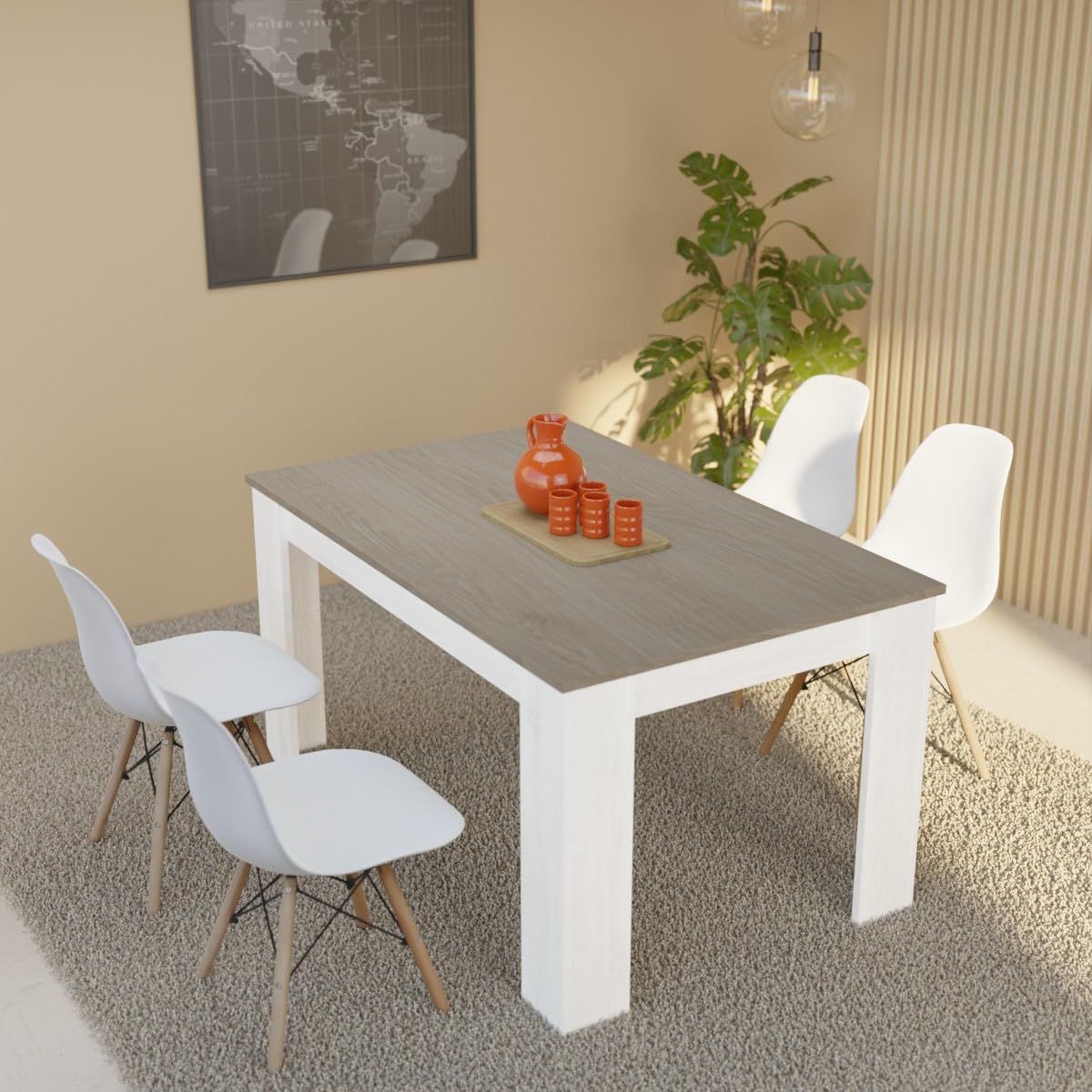 amuéblate online - Mesa de Comedor Extensible, Modelo Austin, Robusta y Funcional, Color Andersen Pino - Gris, Medidas: 138-198 cm (Largo) x 88 cm (Ancho) x 76 cm (Alto)