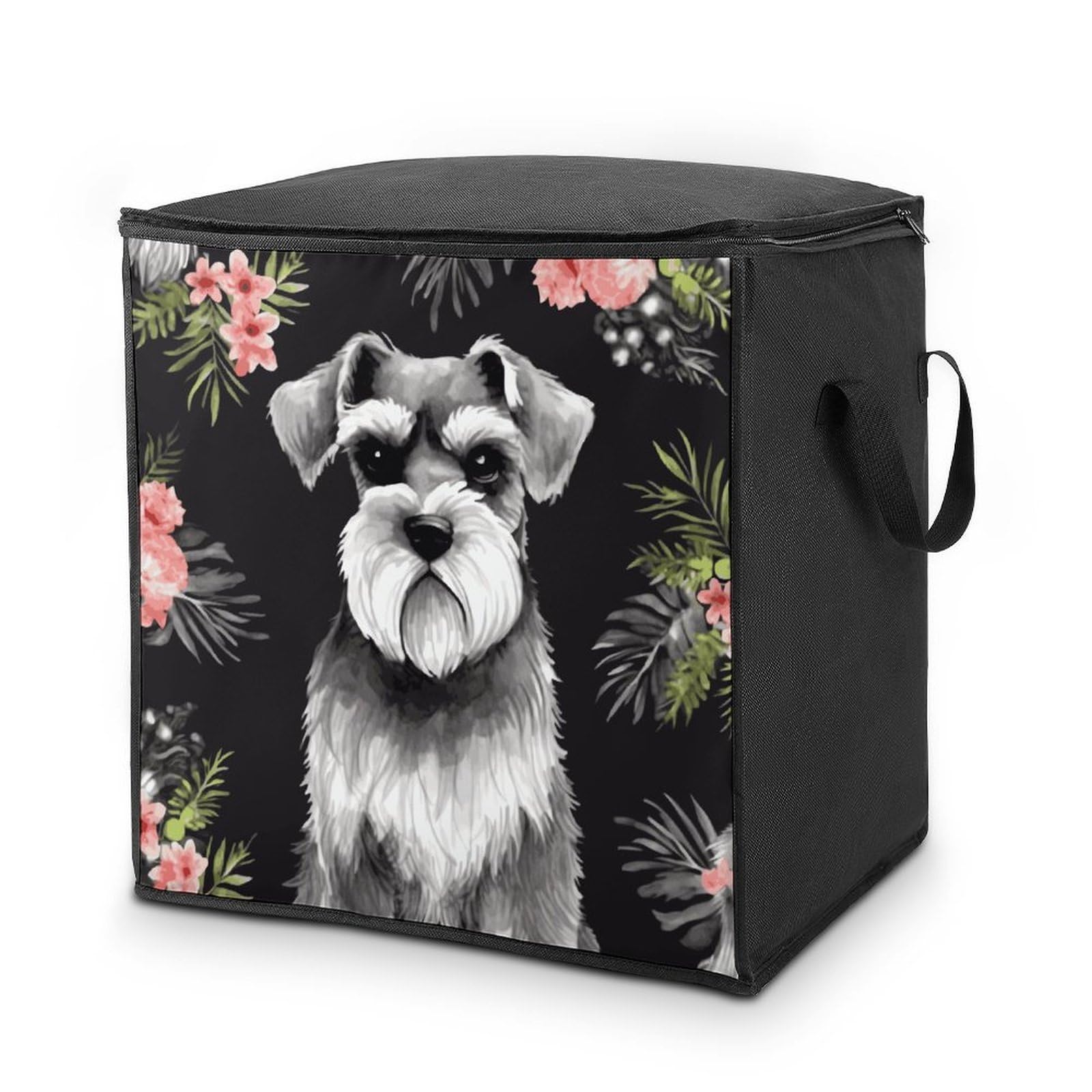 Schnauzer Storage Bag with Zippers And Handle Extra Large Bedding Comforter Storage Bag Foldable Blanket Storage Bags Fabric Moving Bags for Closet Organizer (70L)
