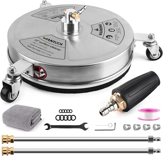 15" Pressure Washer Surface Cleaner Attachment with 3