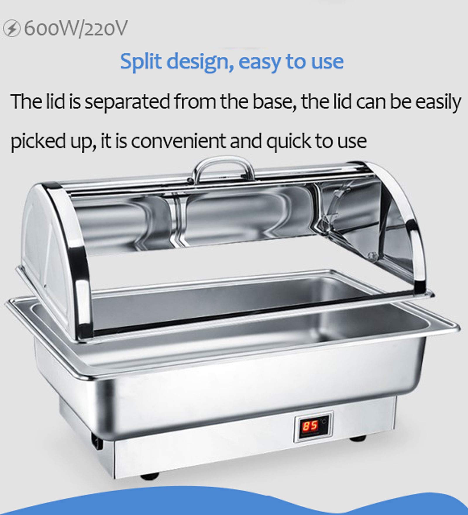 Scaldavivande elettrico, 9 l, in acciaio inox, per buffet, feste e buffet, temperatura regolabile (35-85 °C) forniture per ristorazione