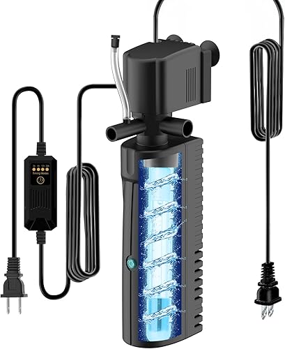 Filtro U-V para acuario para agua verde, filtro de tanque de peces con temporizador de luz U-V, filtro de tanque de tortuga, filtro interno con