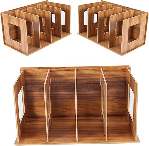 Miniatura 8 de Estantería de escritorio de madera, mini estante portátil para libros, resistente y duradero para almacenamiento de revistas, estudiantes, niños y