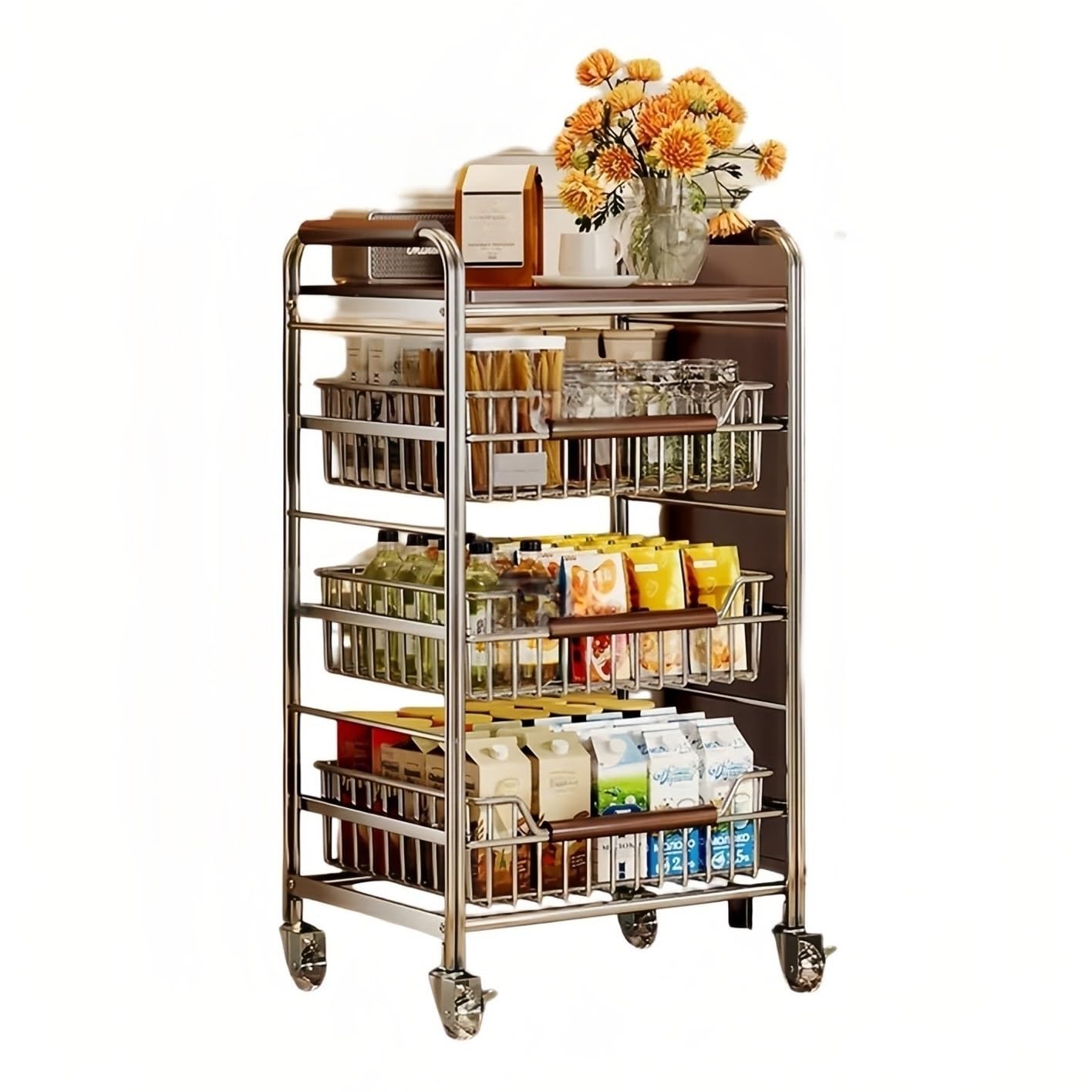 Carrello rotabile Carrello mobile estraibile for riporre gli snack, in acciaio inossidabile(Piccolo)