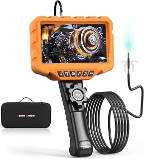 210° Two-Way Inspection Sewer Camera with Light, 7" IPS Articulating Endoscope, Industrial Borescope 0.24in Slim Probe Drain Camera for Inspection Automotive Wall Pipe 5.3FT Cable