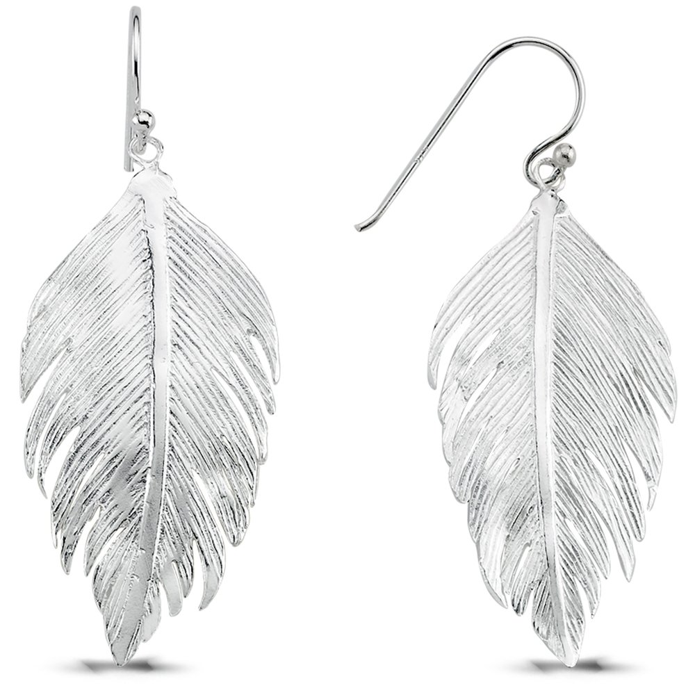 Vinani Orecchini pendenti in argento 925 Sterling, 20HH, desigh piuma