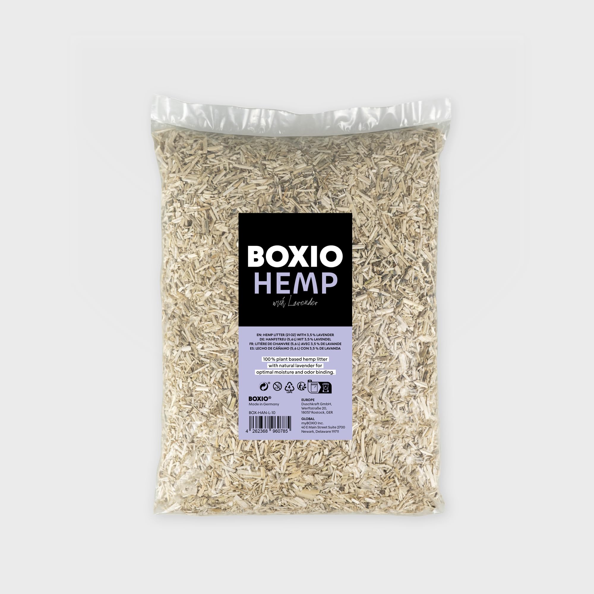BOXIO - Hemp Lavender: 5.6 L Odor Neutralizer - Ideal for Camping Toilets, Separation Toilets, and composting Toilets, but Also as Bedding for Hamsters, Small Animals, or Rabbits.