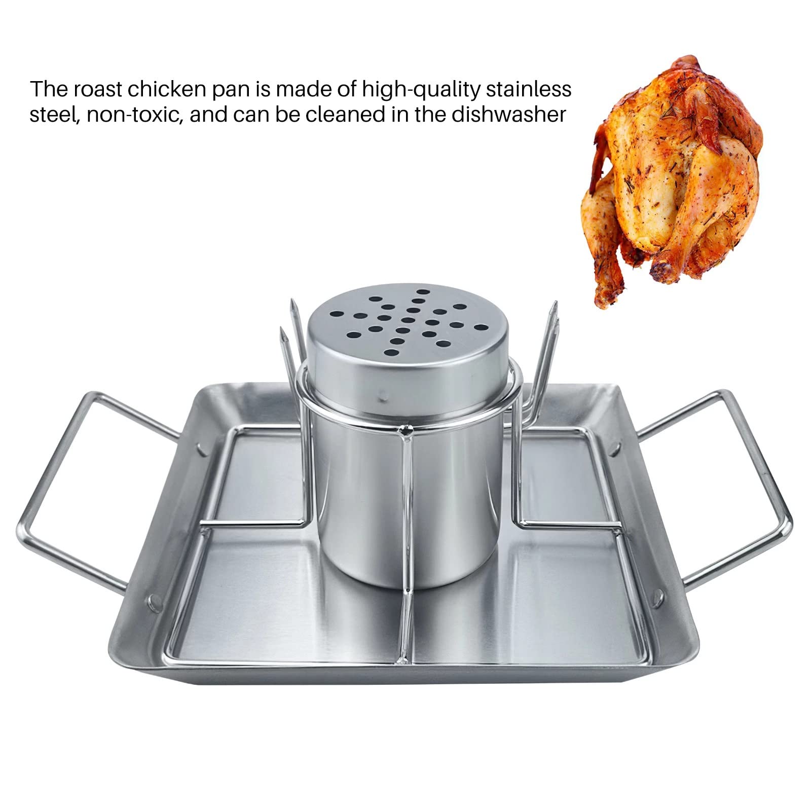 Lata de Cerveza de Acero, asador de Pollo y Pavo, Horno, asador, Parrilla para Barbacoa, Soporte, Bandeja, asador Vertical de Aves de Corral para Pavo, Fiesta