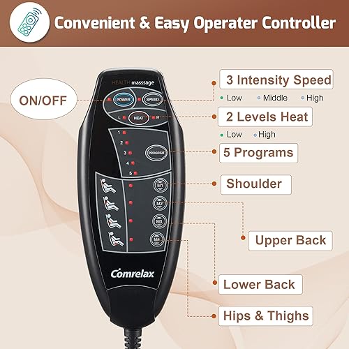 Miniatura 6 de Almohadilla para silla de masaje de espalda, soporte lumbar 3D, masajeador eléctrico de espalda para aliviar el dolor de espalda, cojín de asiento