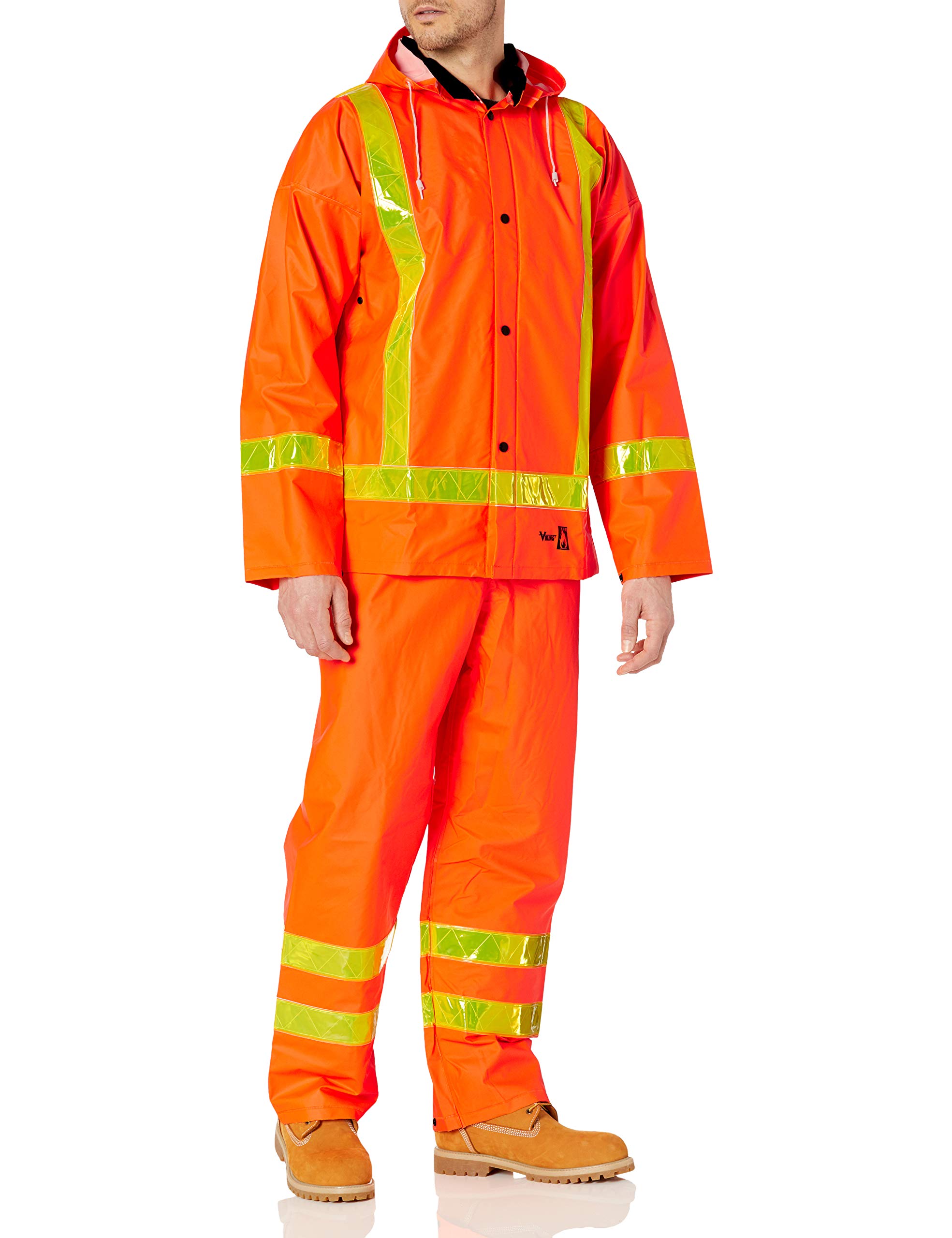 VIKING Handyman - Traje ignífugo - Chaquetas de seguridad de alta visibilidad con capucha desmontable y overol con babero para hombre