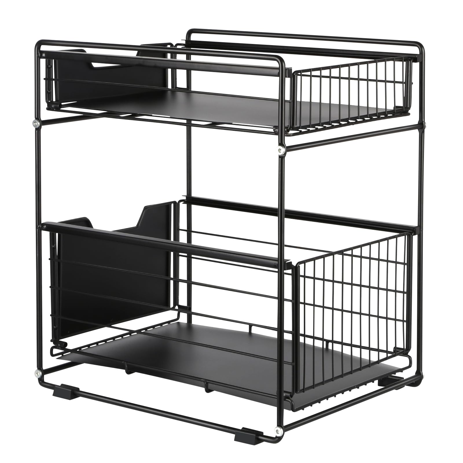 Almacenamiento bajo fregadero de 2 niveles, cajón de almacenamiento, cocina, cesta de almacenamiento deslizante, organizador de cocina de 2 niveles, organizador de cajones organizador-37,4 x
