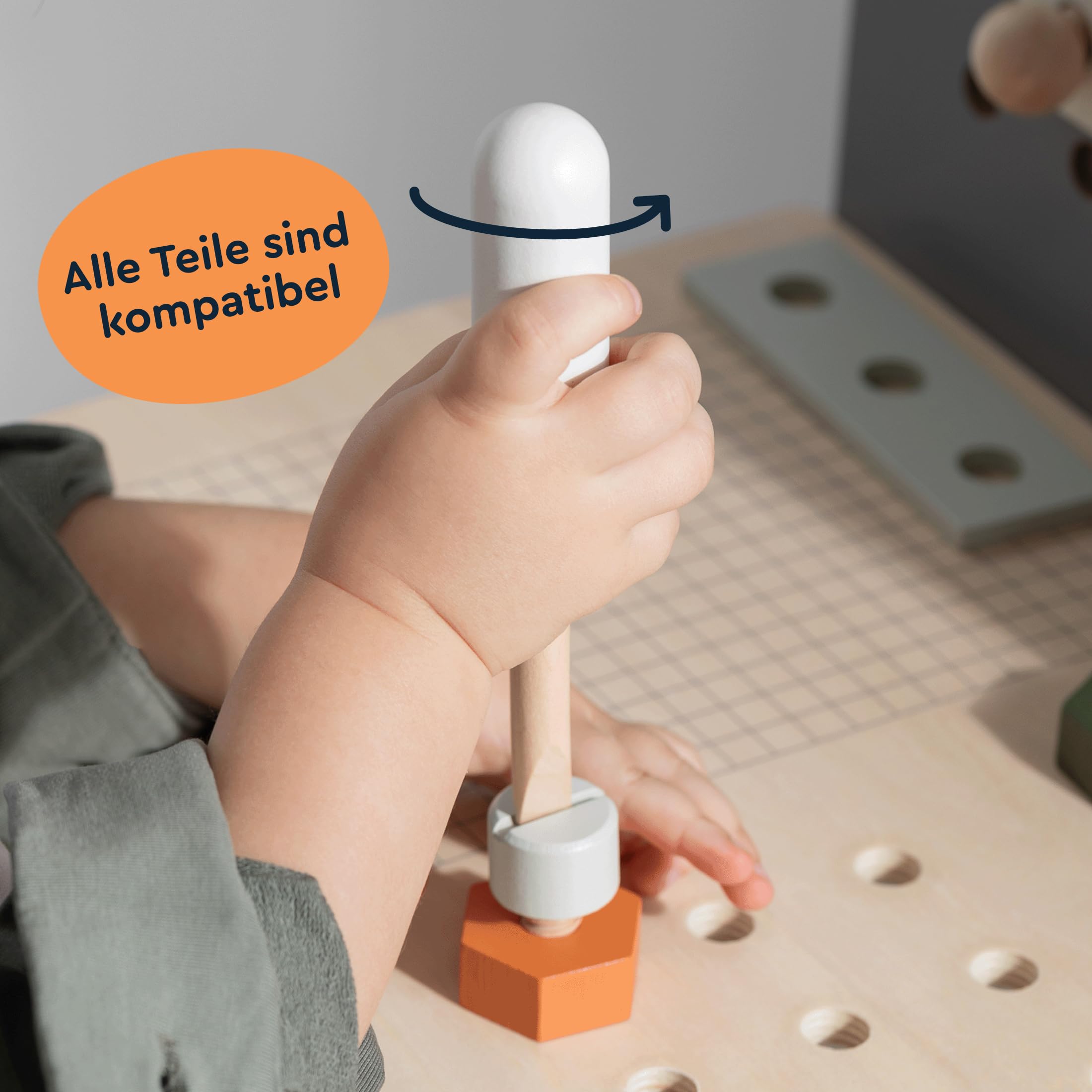 Holzwerkbank Spielzeug, Werkstatt mit 61 Teilen, Realistischen Werkzeuge, Schrauben, Mutter, Säge, Schraubendreher, Schutzbrille für Kinder ab 3 Jahre Junge