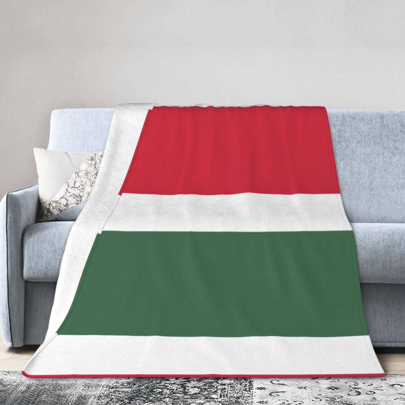 Flag of Hungary 60"x50" Fleece Blanket, Full Size, Super Soft, Suitable for Bed, Sofa, Camping, All Seasons