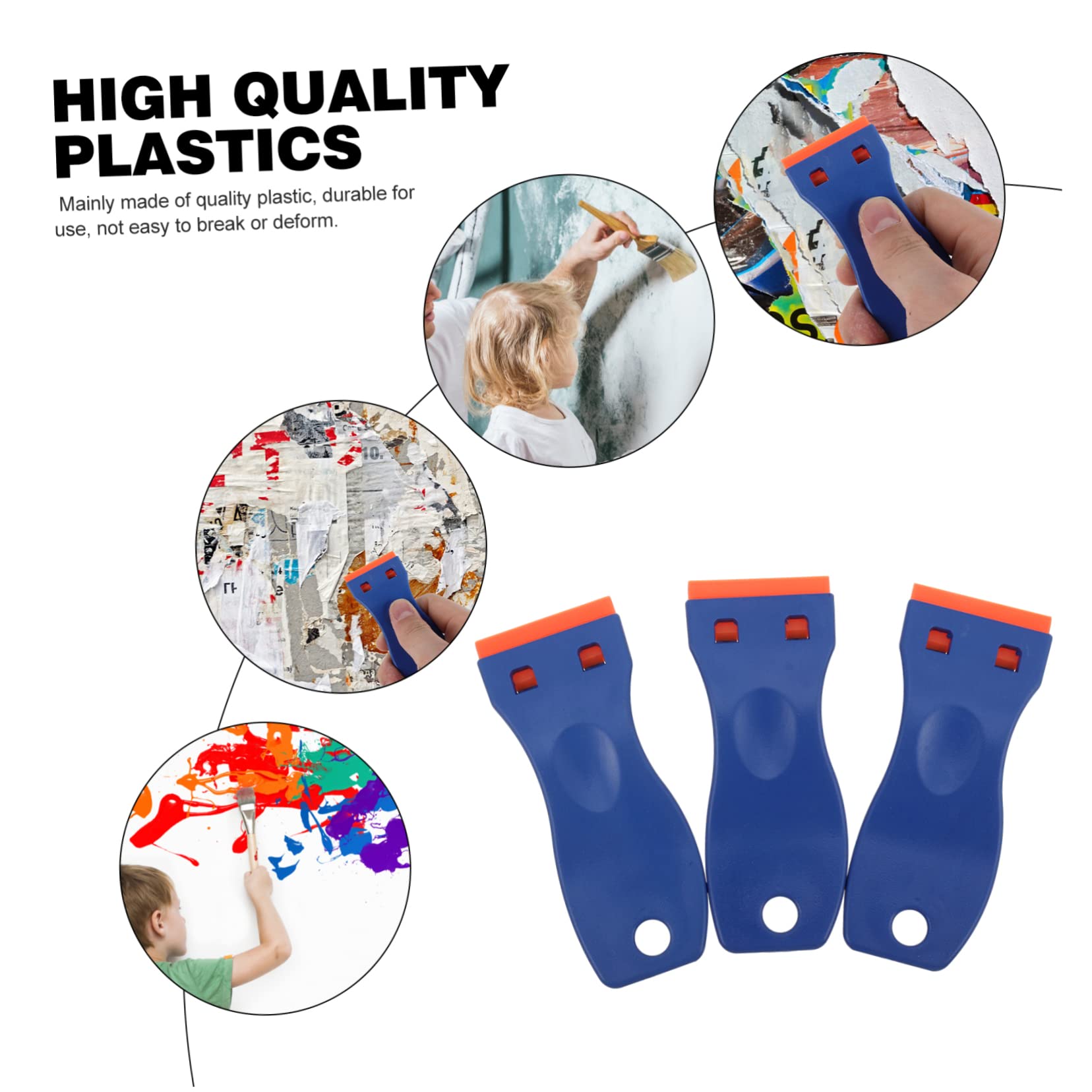 HOMSFOU 6pezzi Kit Di Raschietti Per Rasoio Plastica Con Pz Di Lama Per Rimuovere Etichette Adesivi Superfici Vetrate e Piastrelle