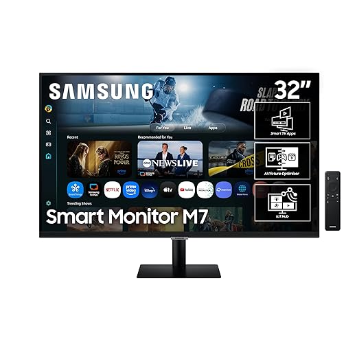Samsung 32 Inch M70F 4K UHD Smart Monitor Vision Ai| 3840x2160| Smart TV Apps| VA Display| Alexa Built-in| HDMI| USB-C| WiFi| Bluetooth| SmartThings Hub| Built in Speakers