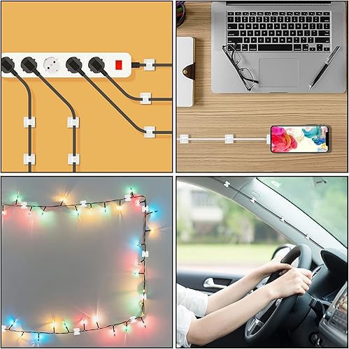 Miniatura 7 de 100 piezas de clips para cables, organizador de cables adhesivo, soporte de cable, clip de cable autoadhesivo, ganchos adhesivos para gestión de