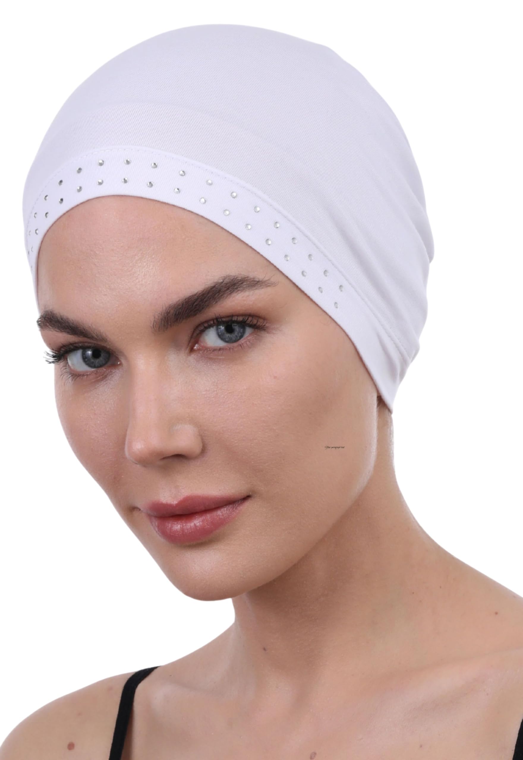 Deresina Jewelled Bamboo Chemo Hat for Women – Ultra-Soft Turban Headwear for Hair Loss, Elegant Beanie & Secure-Fit Headscarf Liner (Colour - White)