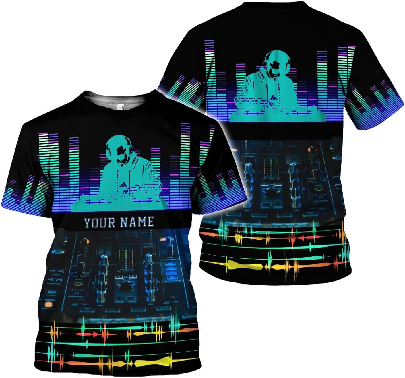 Custom DJ 3D T-Shirts Personalized Name Tee EDM Music Festival Clothing Birthday Gifts for Men DJ Party Disc Player Lover