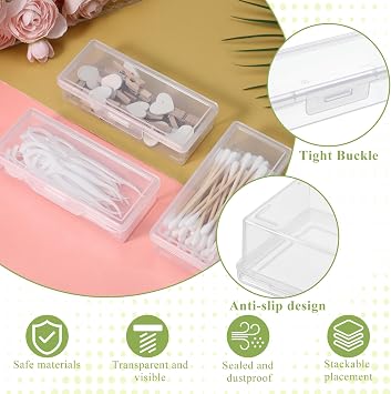 3 Pcs Cotton Swab Holder for Travel Portable Small Dental Floss Containers Floss Picks Case Storage Boxes with Lid Plastic Cotton Pad Organizer Dispenser for Toothpick Makeup Sponges