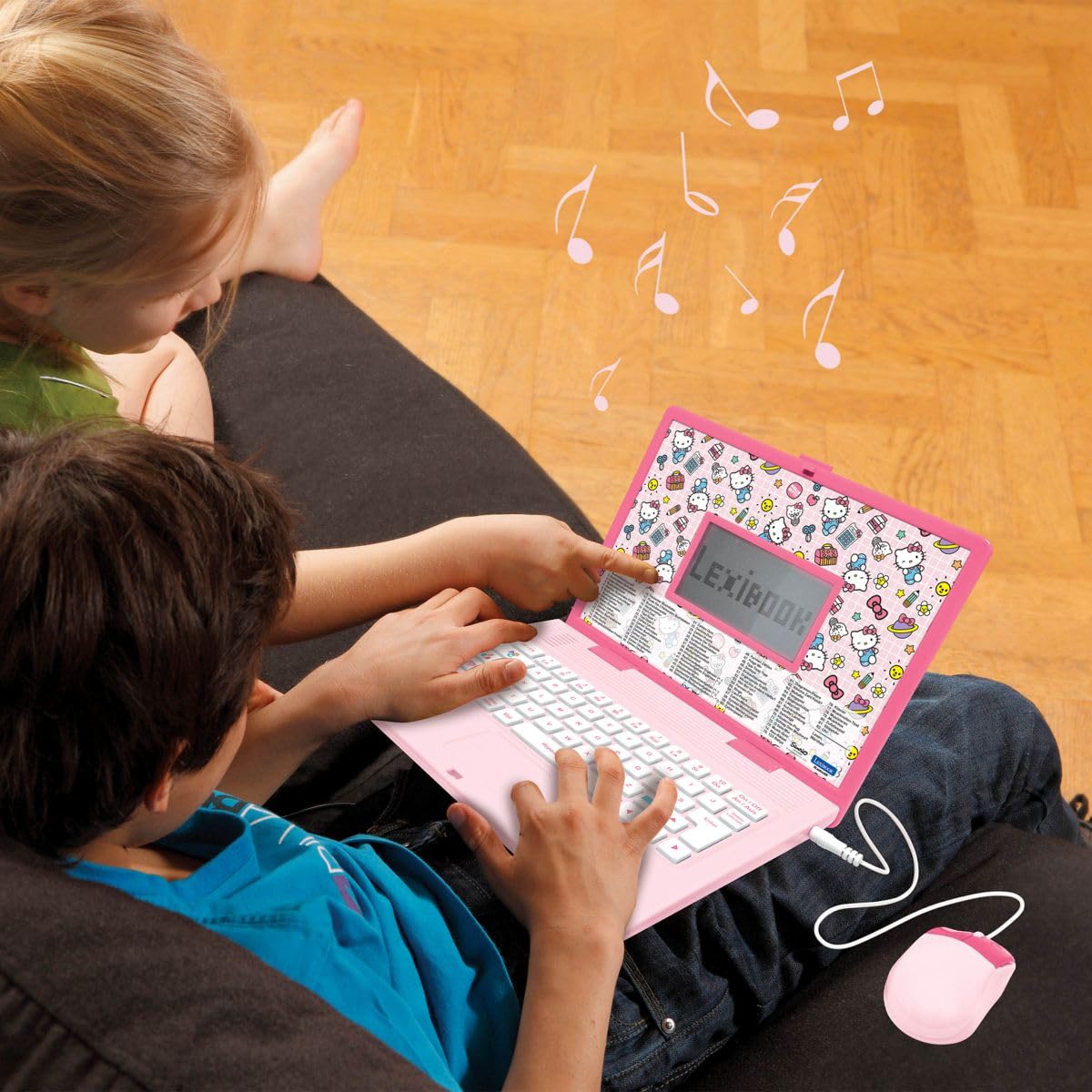 Lexibook, Hello Kitty JC598HKi3LXB Ordinateur Portable éducatif bilingue Anglais/Allemand, 164 activités : Langue, écriture, mathématiques, logique, Musique et Jeux pour garçons et Filles