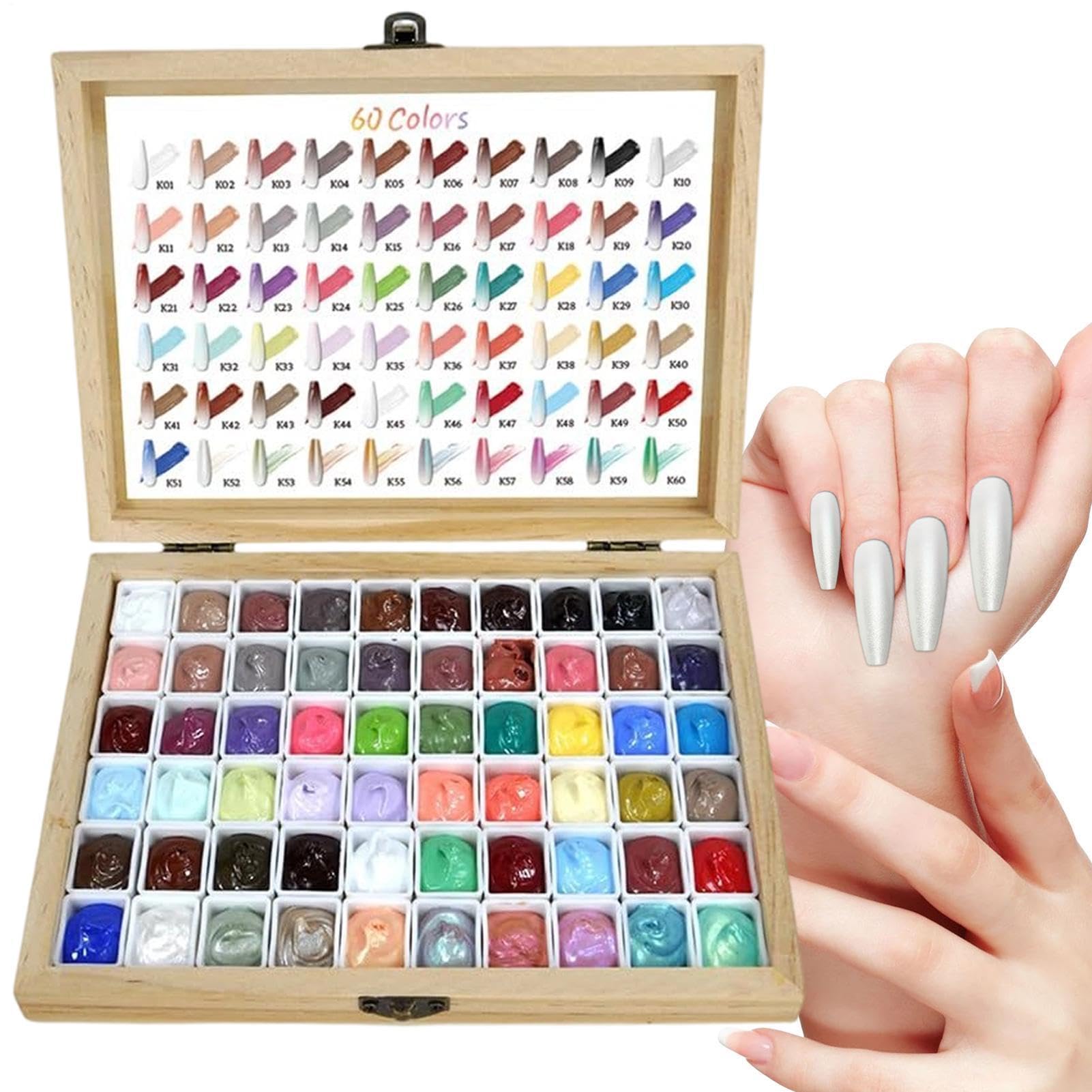 Pat Gels Do Paznokci 60-kolorowe akcesoria manicure | Żel Do Wklepywania Z Efektem Różowego Cieniowania Do Domu, Salonu, Imprez, Ślubów, Wakacji, Dla Początkujących,