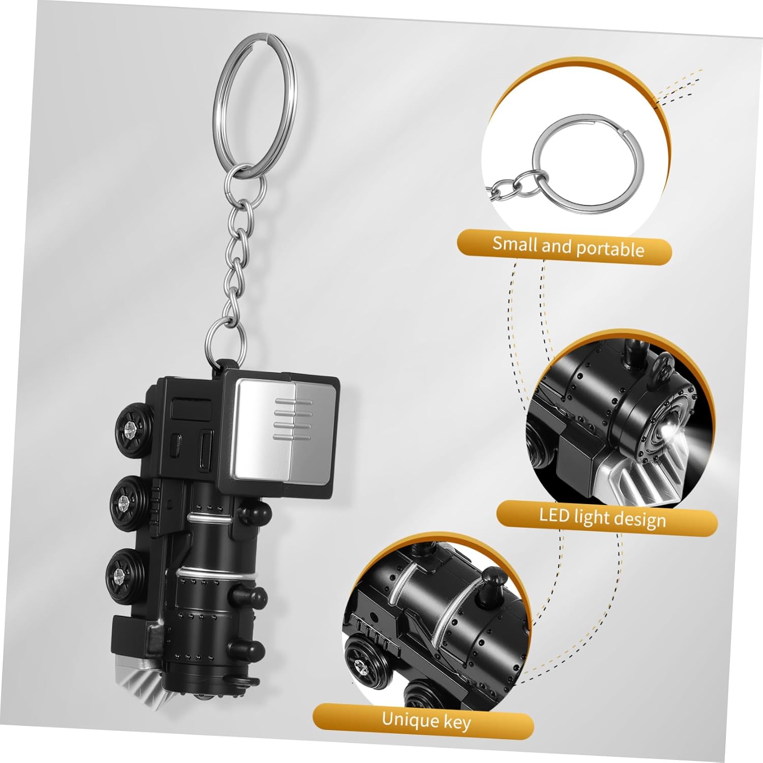 UPKOCH Train Key Chain Key Ring Set of 2 LED Flashing Sounding Train Pendants Car Accessories for Boys and Girls and Adults image 3