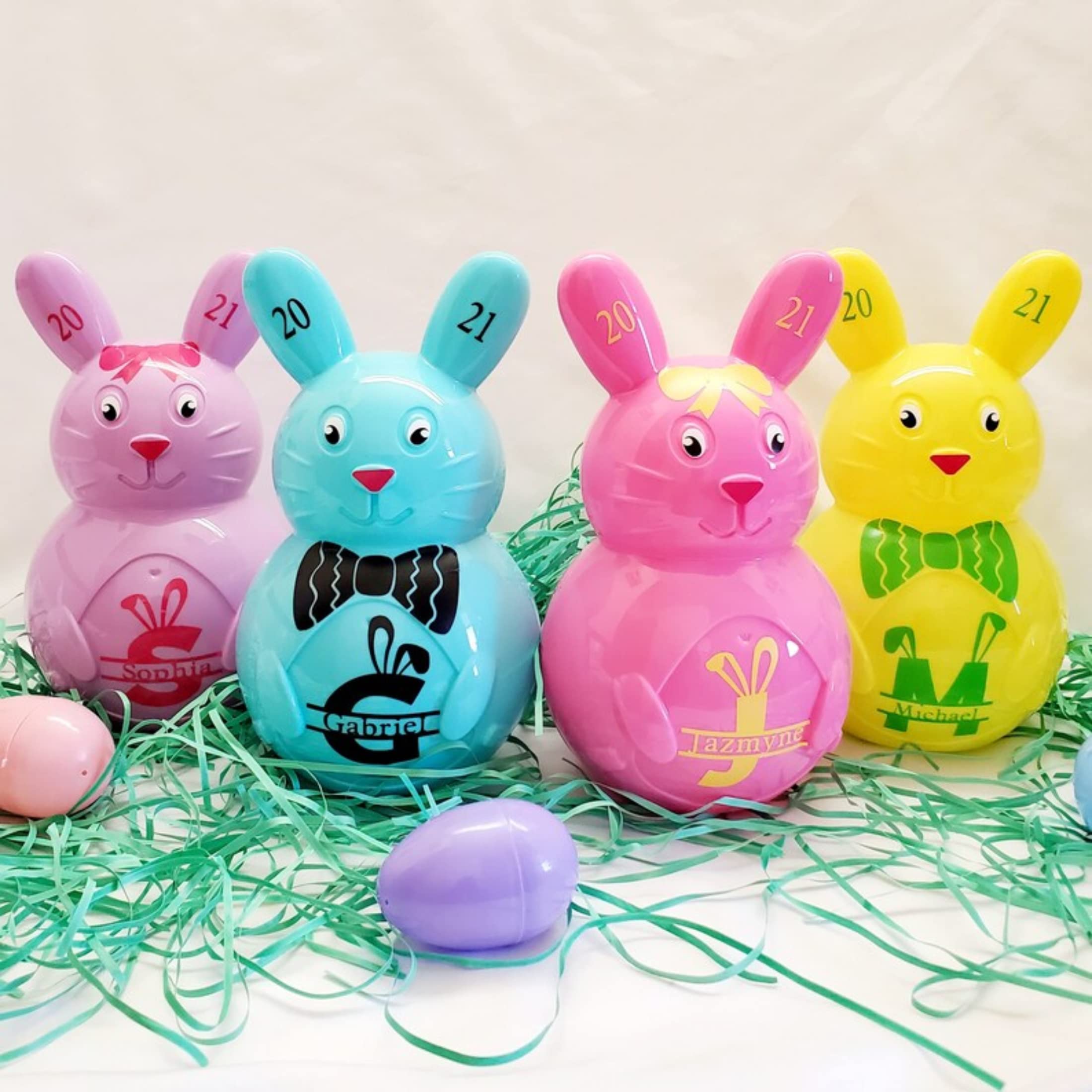 Easter Bunny Personalised Floppy Eared Rabbit Kinder Egg Holder Stand Decoration Chocolate Easter • Made By Mums