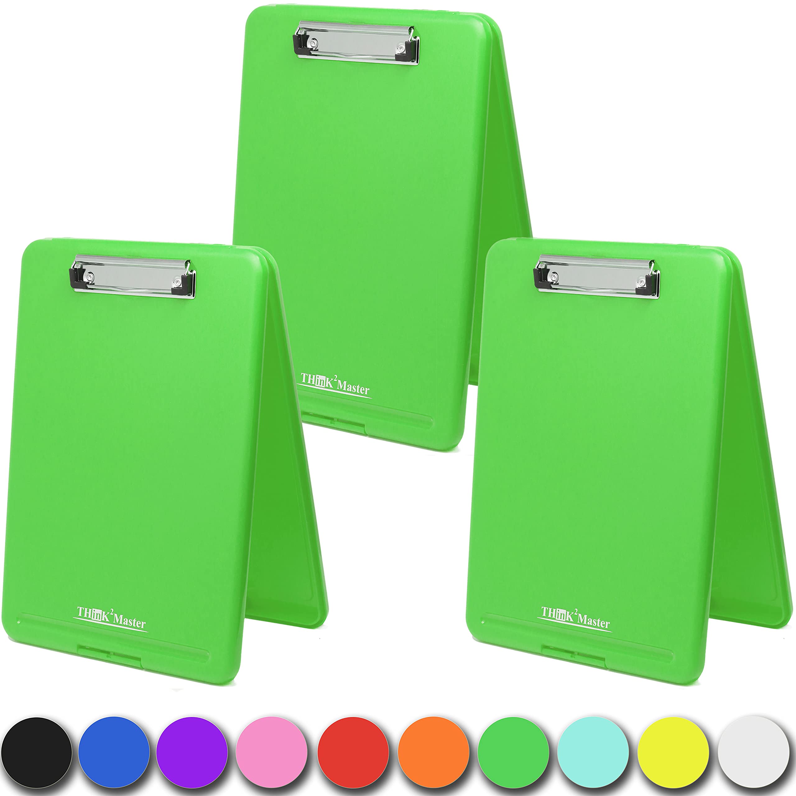 Think2Master [3 Pack] Green Plastic Storage Clipboard. | 25% Heavier &amp; Sturdier| Heavy Duty and Won’t Flex Like Other Brands (Compare The Weight). Storage Compartment Holds 150 Letter Sized Paper.