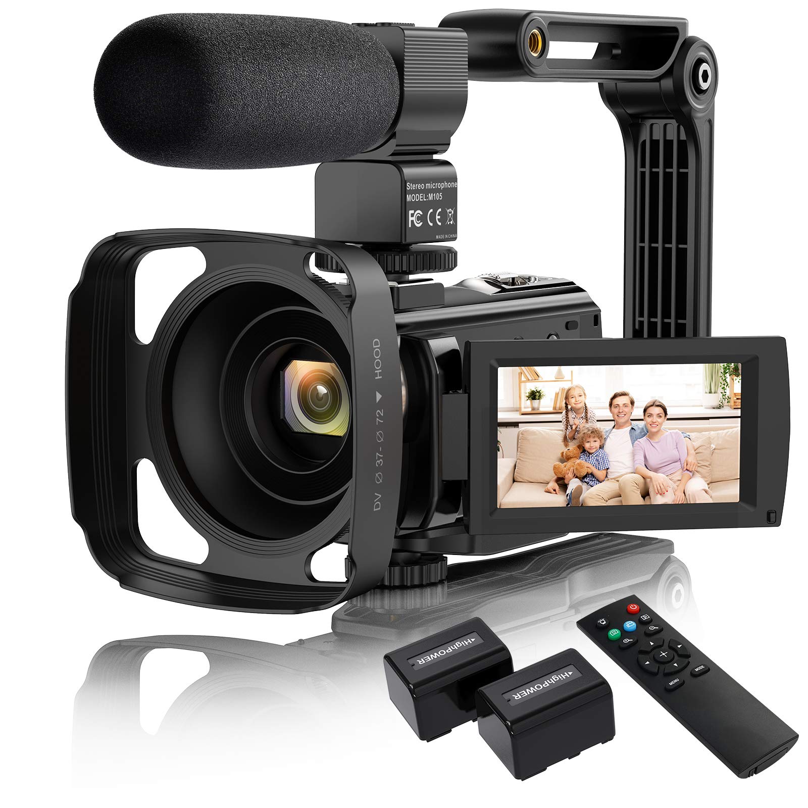 VAFOTON Video Camera Camcorder, 1080P 30FPS 24MP 2021 New Upgraded Vlogging Camera for YouTube 16X Digital Zoom 3.0" 270° Rotation Screen Vlog Camera with Microphone Stabilizer Remote Control
