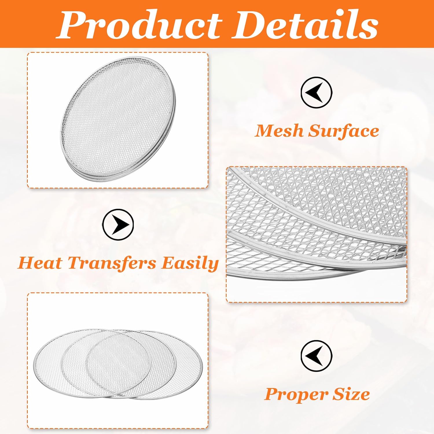 5 Pcs 14 Inch Pizza Pan with Holes, Aluminum Mesh Pizza Screen & Seamless Tray for Oven, Nonstick Baking Sheet for Kitchen, Bakery, Restaurant, BBQ Party