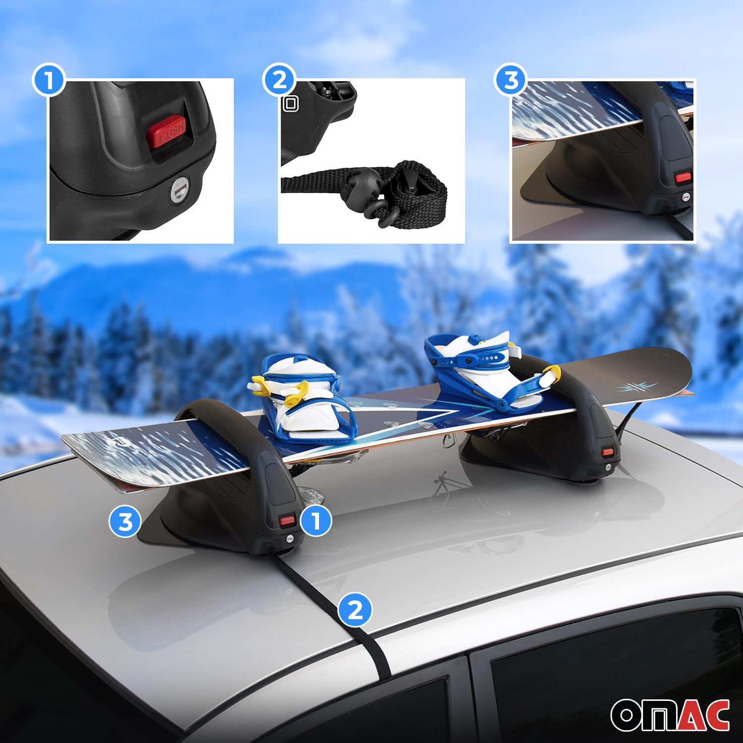 Portaesquís Esquí Snowboard Soporte Barras de Techo Skidachträger Aconcagua Negro | Autodachträger Relingträger Dachgepäckträger Lastenträger Barra Base