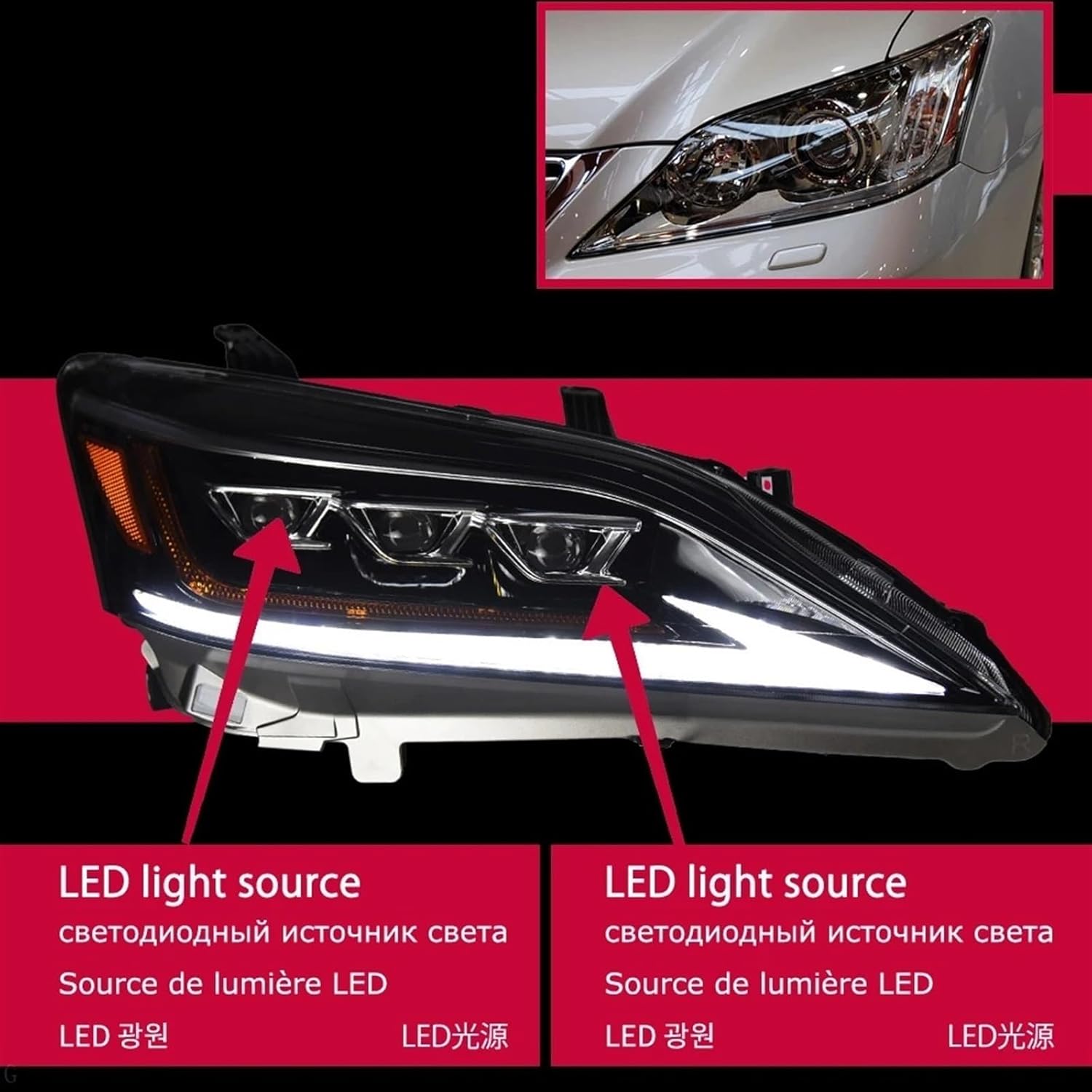 Automobile LED Headlight Compatible For Lexus ES200 LED Headlights 06-12 ES300 Head Lamp Car Styling DRL Signal Projector Lens Automotive Accessories(For 2006-2009)