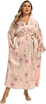 Women's Plus Size Long Satin Robes Plus Size Long Silk Robes Kimonos Sleepwear Dressing Gown