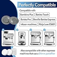 Vista 4 de 12 tabletas de limpieza y 2 discos de goma para Breville, discos de limpieza de retrodescarga de 2.126 in para máquinas Breville y Ninja Luxe Cafe